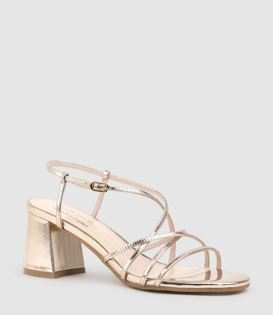 Edward Meller Kia65 Strappy Sandal In Rosegold High Shine Clearance