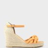 Edward Meller Meena Braided Front Strap Espadrille In Orange Suede Hot