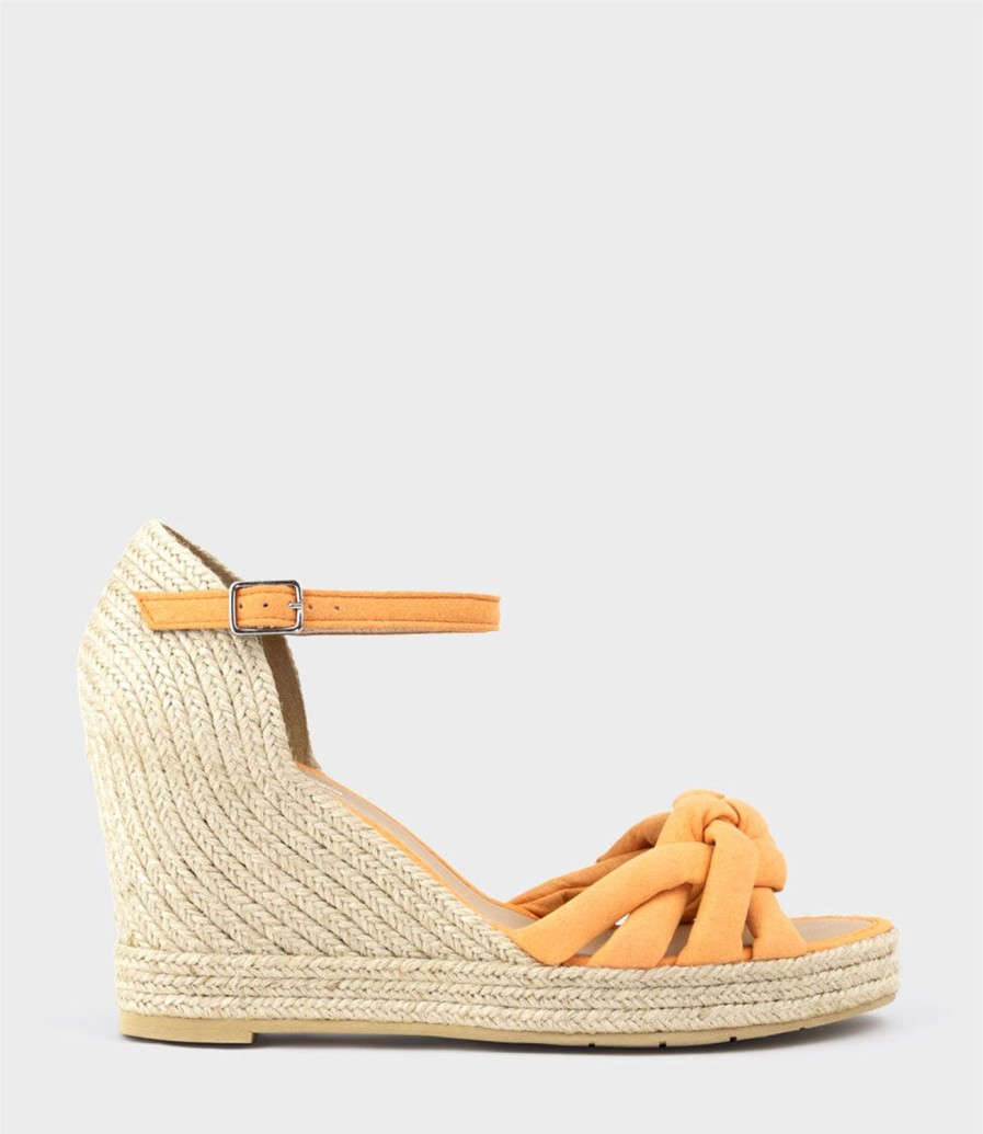 Edward Meller Meena Braided Front Strap Espadrille In Orange Suede Hot