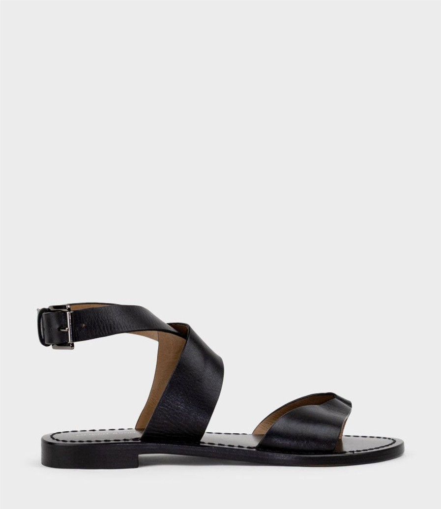 Edward Meller Solinda Ankle Wrap Sandal In Black New