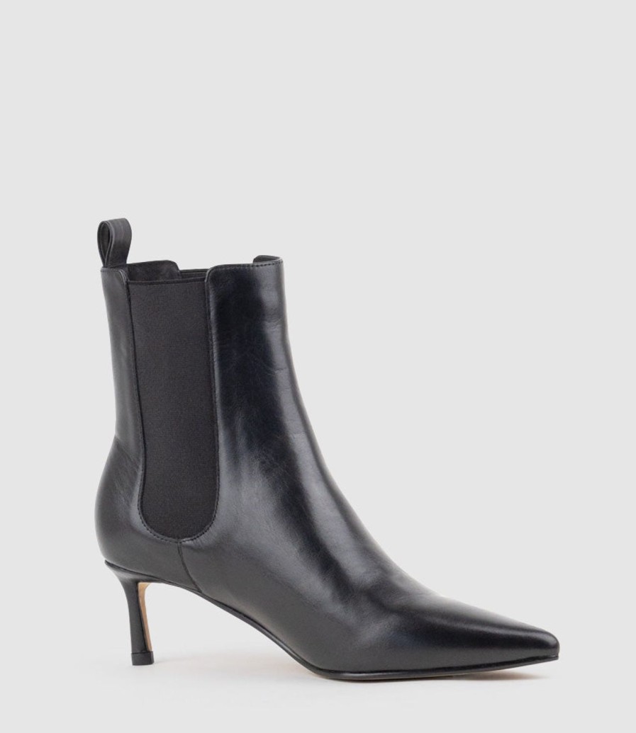 Edward Meller Ziria55 Pointed Boot With Gusset In Black Calf Wholesale