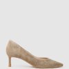 Edward Meller Annette55 V Throat Pump In Latte Suede Clearance