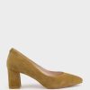 Edward Meller Cordelia60 Pointed Block Heel Pump In Camel Suede Clearance