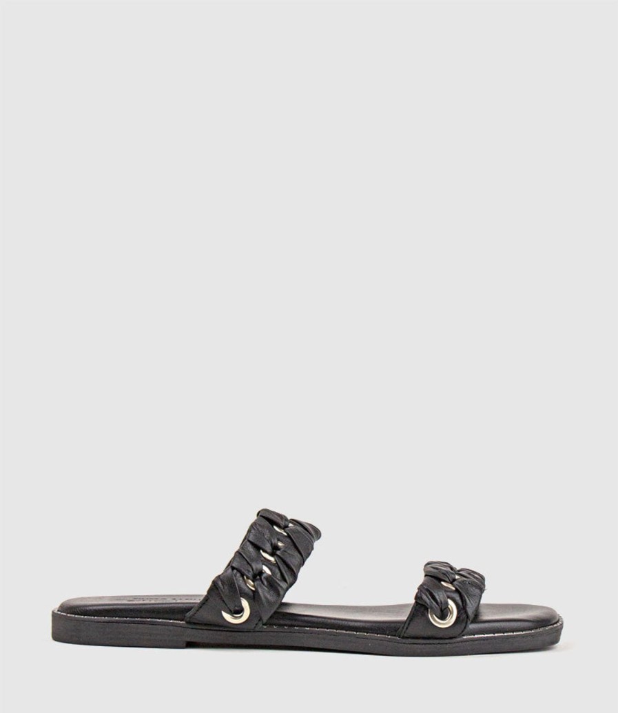 Edward Meller Henley Two Strap Slide With Metal Detail In Black Hot