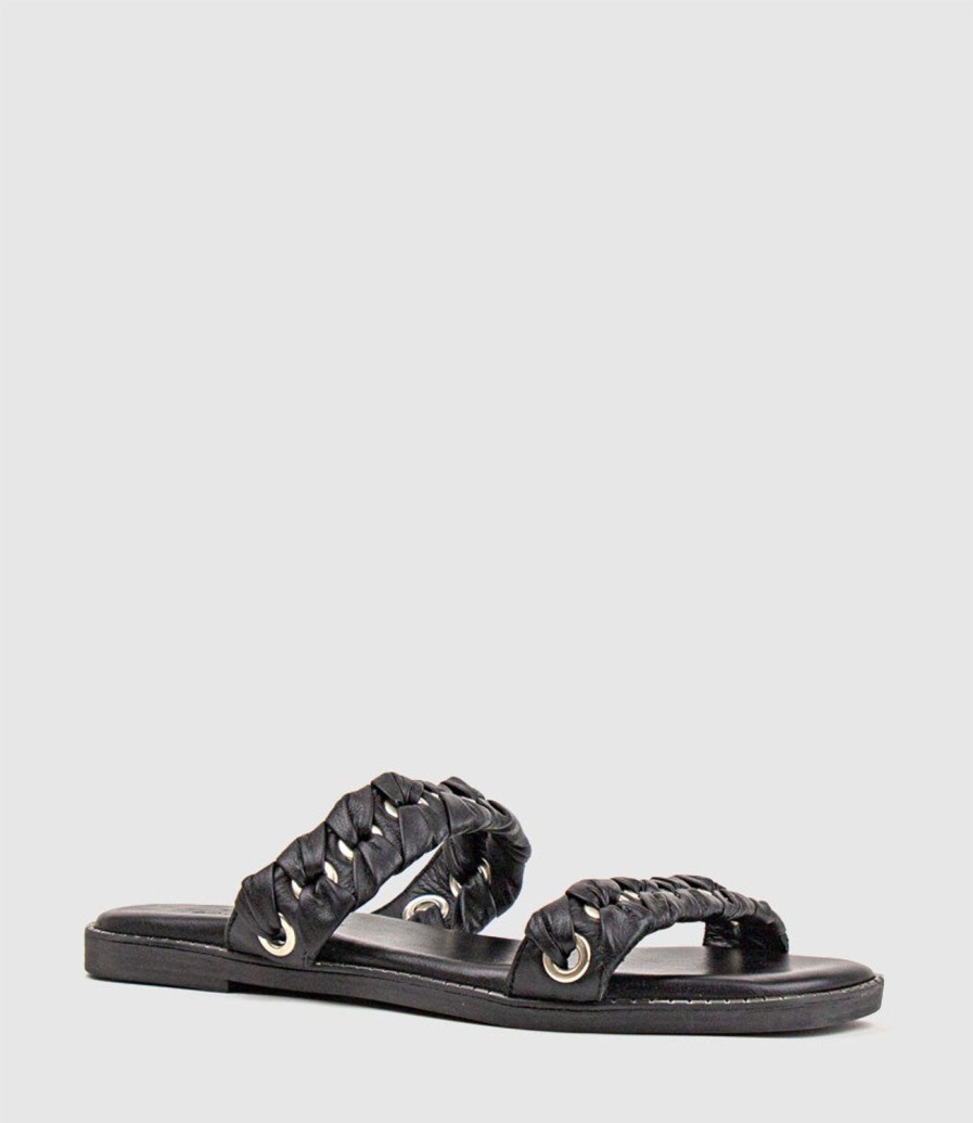 Edward Meller Henley Two Strap Slide With Metal Detail In Black Hot