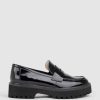 Edward Meller Gillian Moccasin On Chunky Sole In Black Patent Clearance