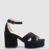 Edward Meller Retro90 Exaggerated Platform Sandal In Black Suede Hot