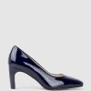 Edward Meller Bryce70 Square Toe Pump In Navy Patent New