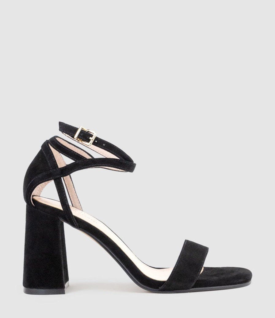 Edward Meller Kelsey85 Ankle Wrap Sandal In Black Suede Best