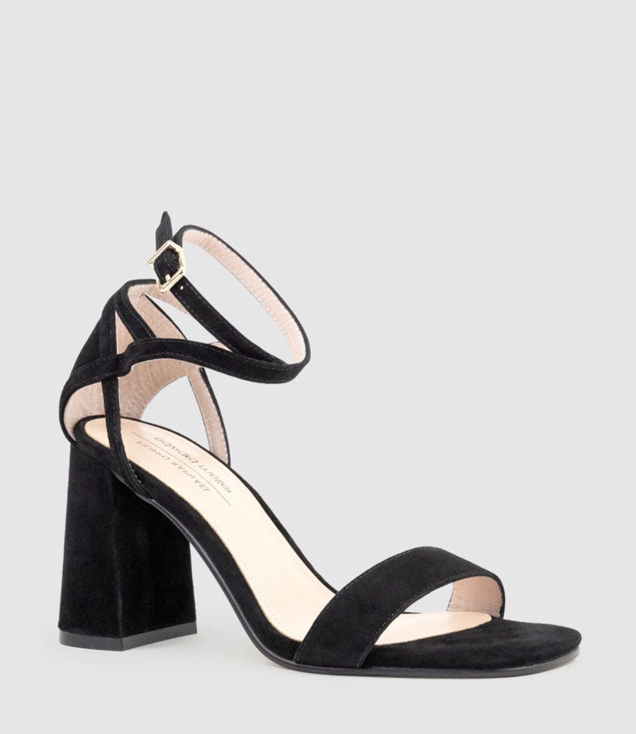 Edward Meller Kelsey85 Ankle Wrap Sandal In Black Suede Best