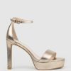 Edward Meller Sydney110 Single Strap Platform Sandal In Rosegold New