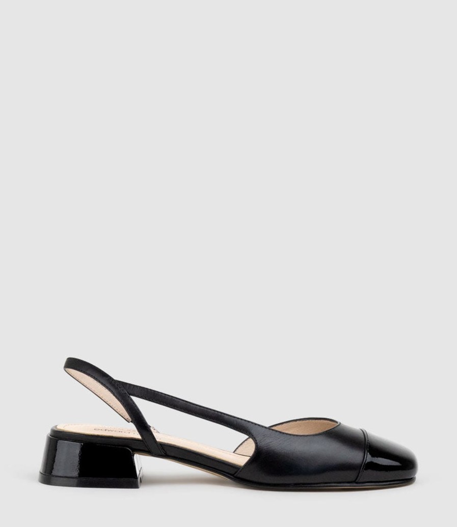 Edward Meller Dallis30 Cap Toe Slingback In Black Clearance