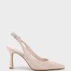 Edward Meller Azalia85 Slingback Pump With Diamond Band In Blush Suede New