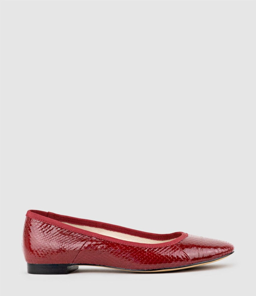 Edward Meller Faile Ballet With Grosgrain Piping In Ruby Snake Online