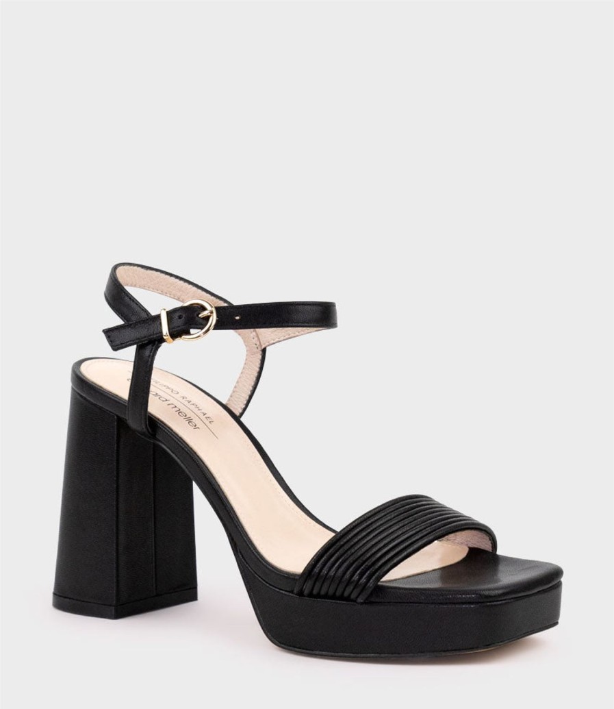 Edward Meller Rialto95 Banded Strap Platform Sandal In Black Hot