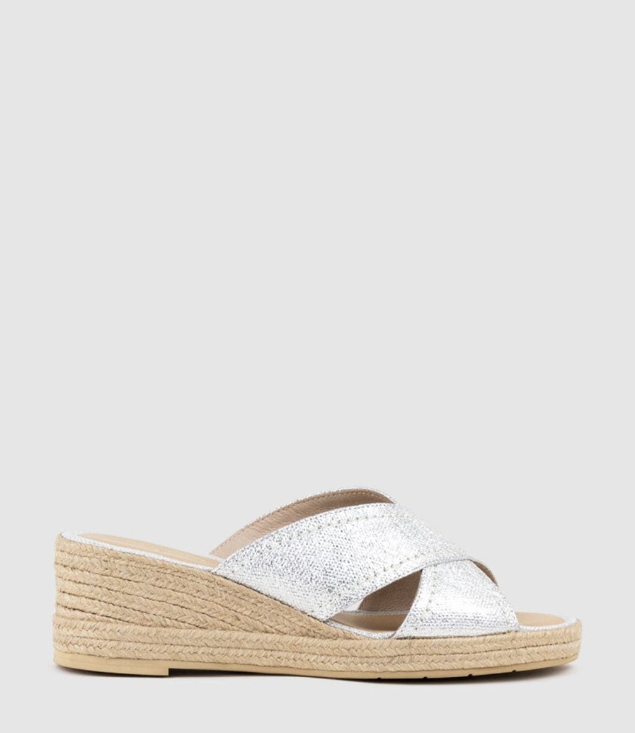 Edward Meller Malina Crossover Slide Espadrille In Silver Online