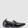 Edward Meller Famine Elastic Back Slipper With Hardware In Black Patent Wholesale