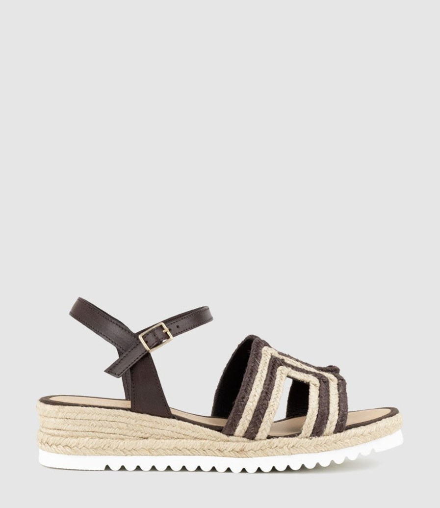 Edward Meller Mayan Geometric Weave Espadrille In Chocolate Clearance