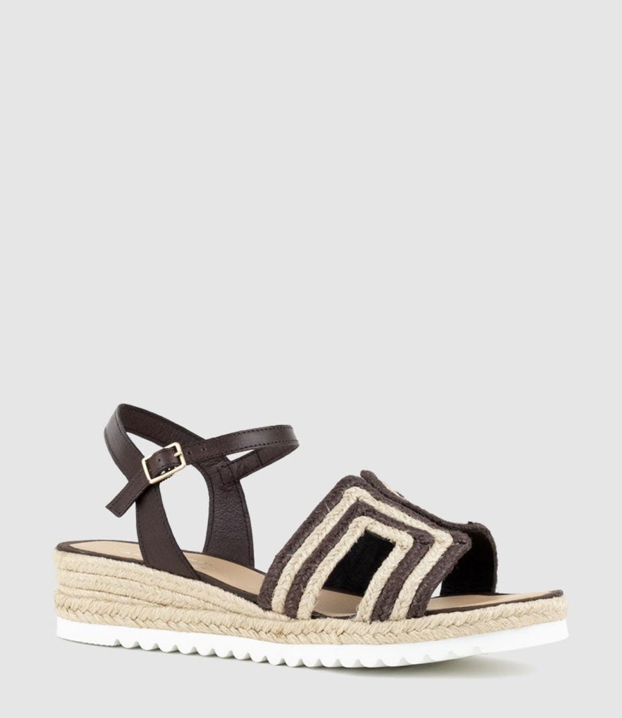 Edward Meller Mayan Geometric Weave Espadrille In Chocolate Clearance