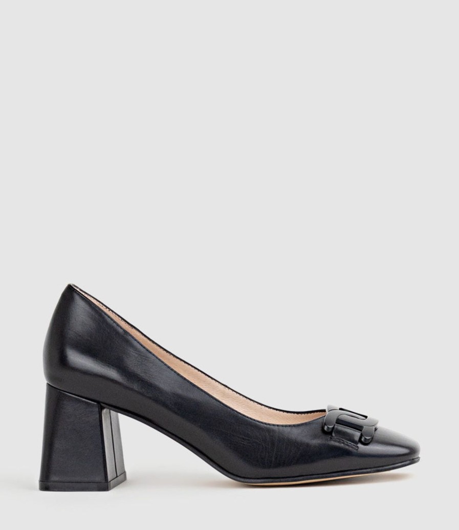 Edward Meller Bianca65 Pump With Trim In Black Calf Clearance