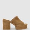 Edward Meller Rascal90 Exaggerated Platform Slide In Tawny Suede New