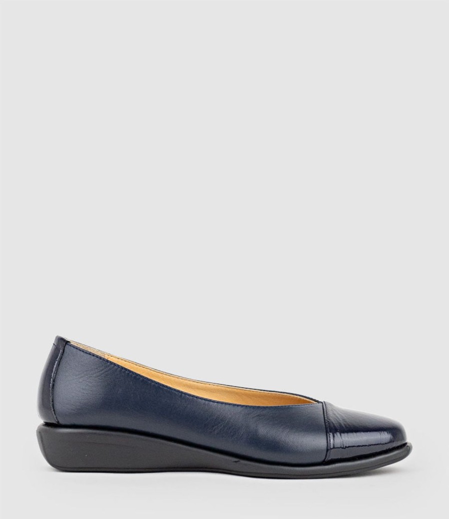 Edward Meller Frankly Cap Toe Comfort Ballet In Navy Online