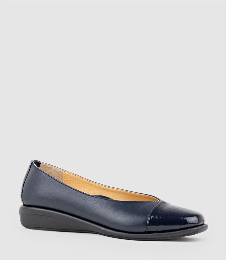 Edward Meller Frankly Cap Toe Comfort Ballet In Navy Online