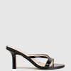 Edward Meller Imani75 Fine Heel Slide In Black Patent New