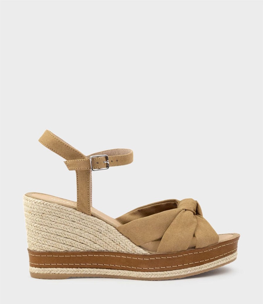 Edward Meller Mystra Knot Front Espadrille In Tan Suede Hot