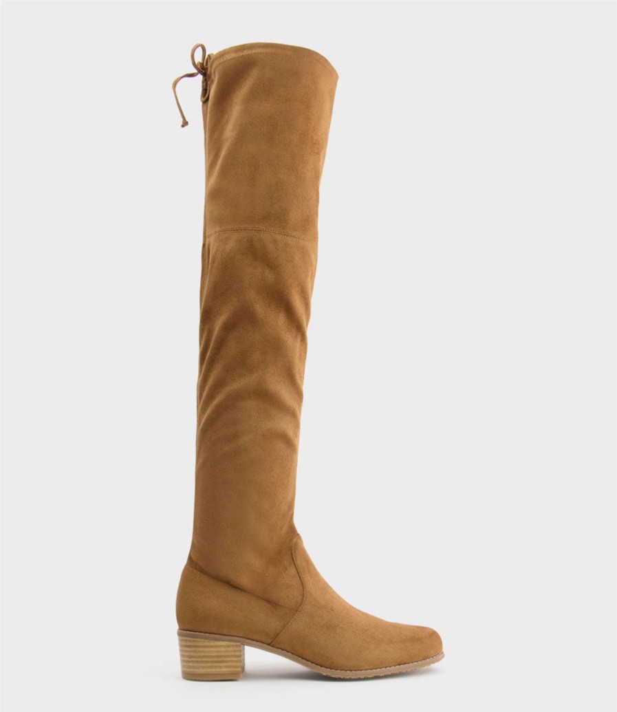 Edward Meller Verin Otk Stretch Boot In Tawny Suede New