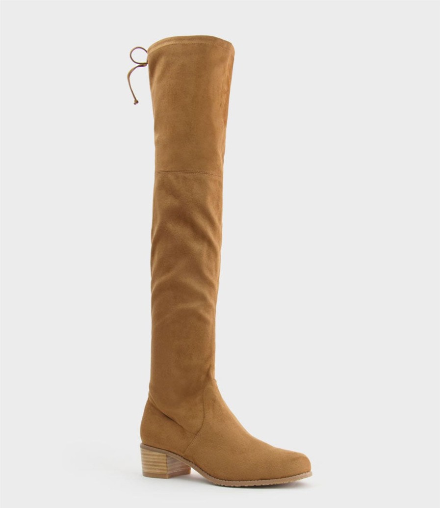 Edward Meller Verin Otk Stretch Boot In Tawny Suede New