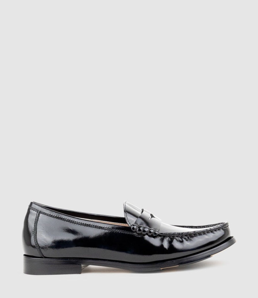 Edward Meller Hugo Penny Loafer In Black High Shine Hot