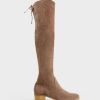 Edward Meller Verin Otk Stretch Boot In Taupe Suede Clearance