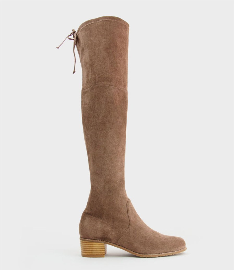 Edward Meller Verin Otk Stretch Boot In Taupe Suede Clearance