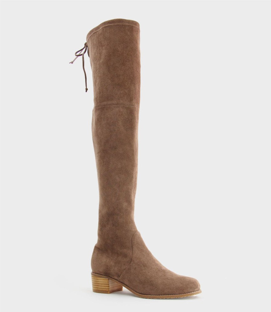 Edward Meller Verin Otk Stretch Boot In Taupe Suede Clearance