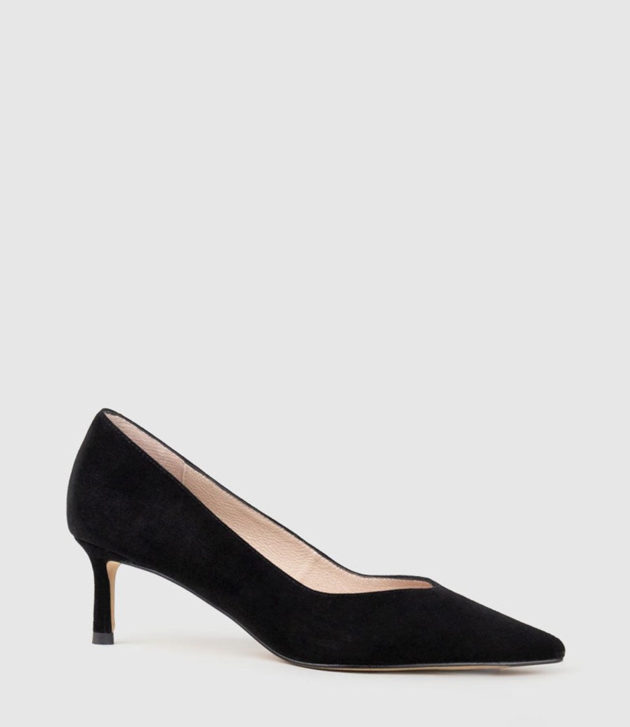 Edward Meller Annette55 V Throat Pump In Black Suede Online