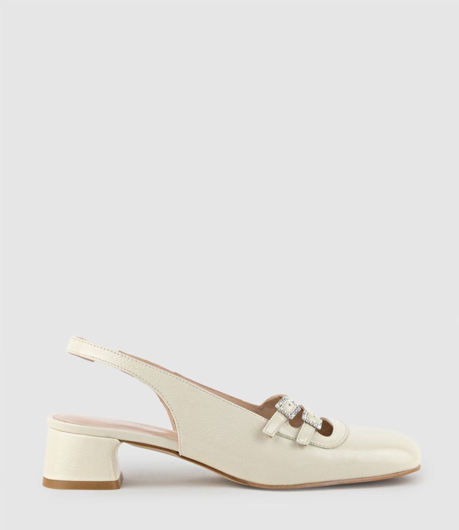 Edward Meller Dorit35 Squond Slingback Pump In Offwhite Crinkle Wholesale