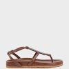 Edward Meller Saria Embroidered Sandal On Footbed In Brown Hot