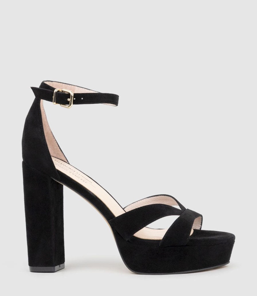 Edward Meller Sloane110 Platform Sandal In Black Suede Best