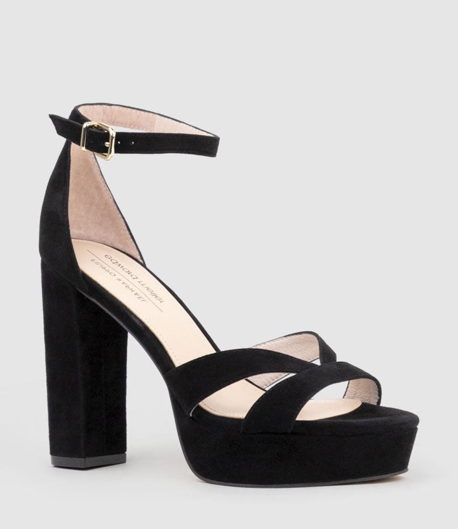 Edward Meller Sloane110 Platform Sandal In Black Suede Best