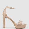 Edward Meller Sydney110 Single Strap Platform Sandal In Nude Patent Wholesale