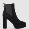 Edward Meller Ursa110 Block Heel Platform Boot In Black Suede New