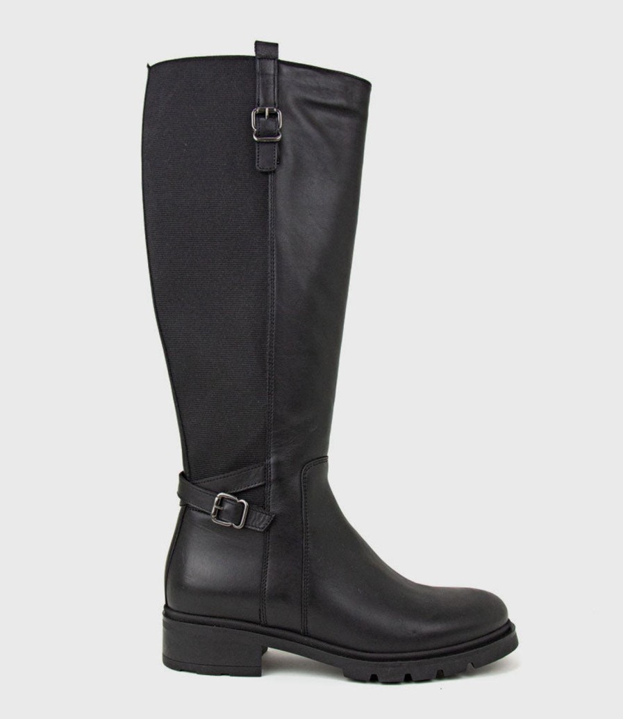 Edward Meller Saints Classic Flat Knee High Boot In Black Online