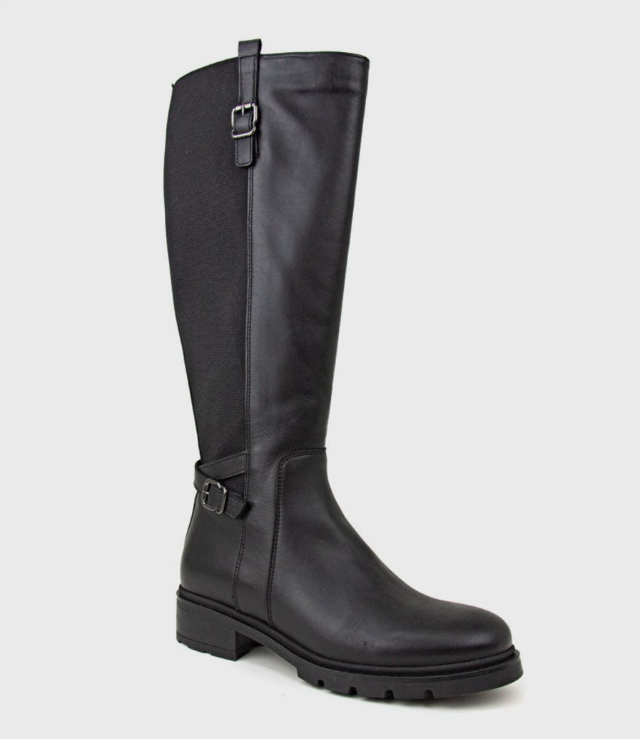 Edward Meller Saints Classic Flat Knee High Boot In Black Online