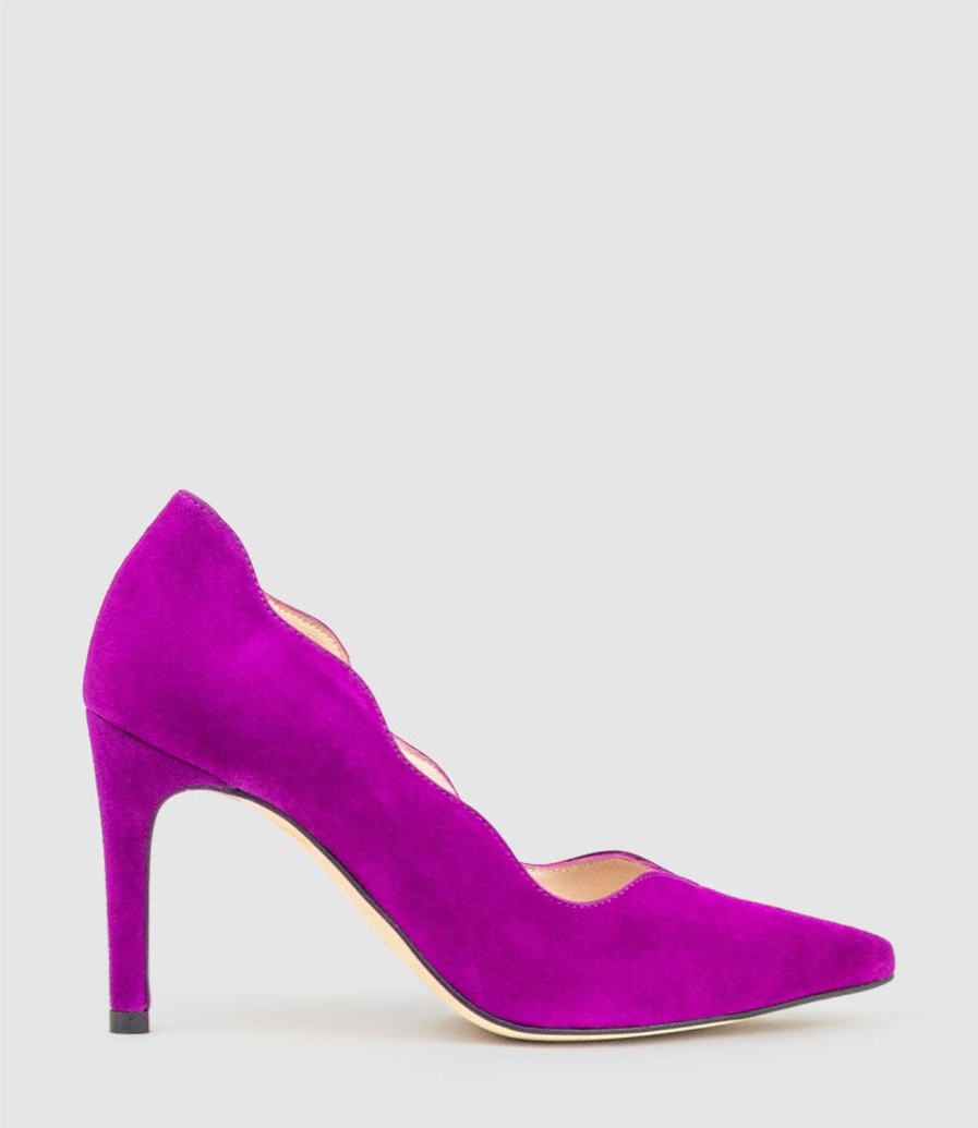 Edward Meller Alena90 Scalloped Pump In Magenta Suede Wholesale