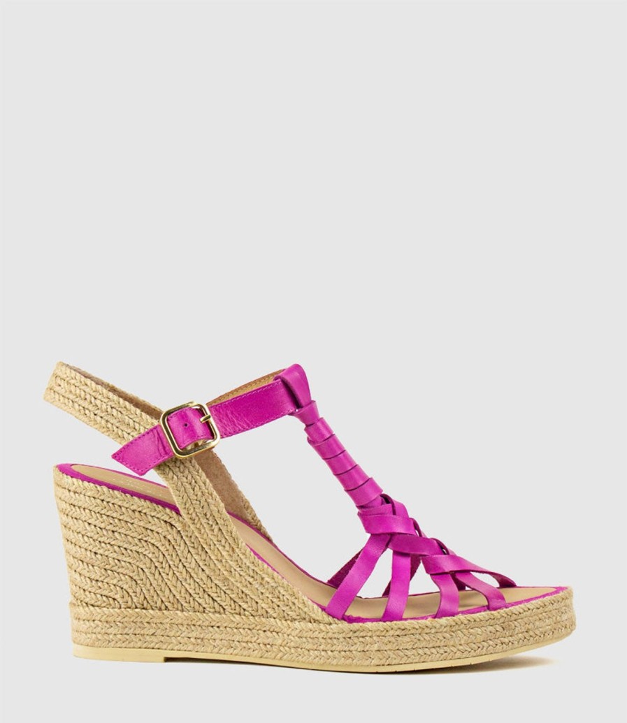 Edward Meller Marina Wrapped T-Bar Espadrille In Fuchsia Online