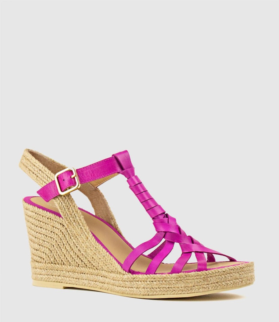 Edward Meller Marina Wrapped T-Bar Espadrille In Fuchsia Online