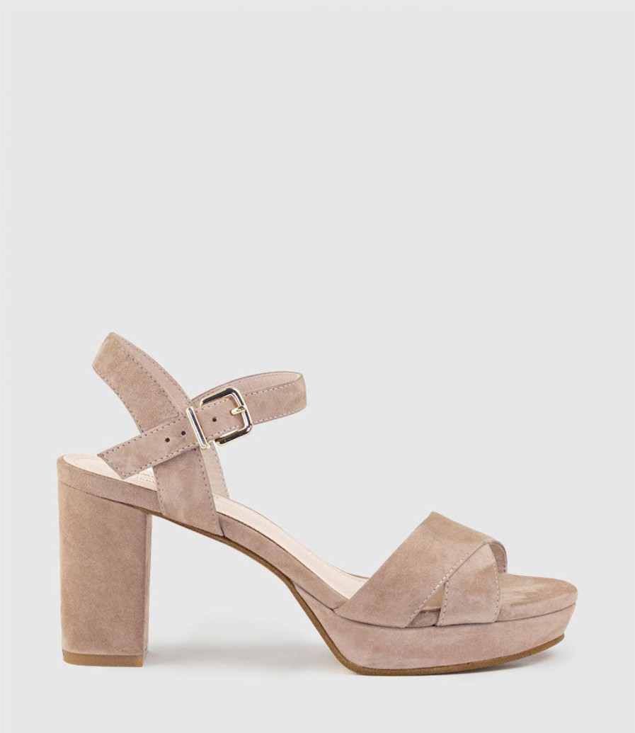 Edward Meller Rowan80 Asymmetrical Platform Sandal In Nude Suede Best