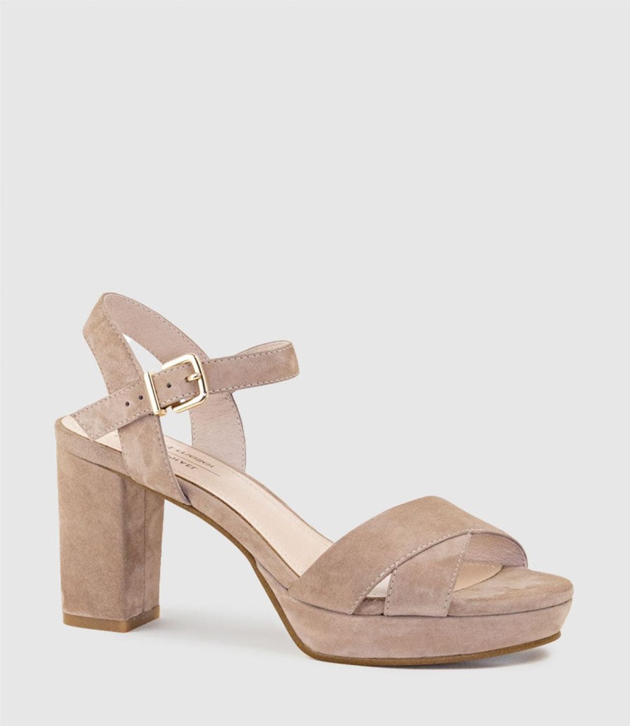 Edward Meller Rowan80 Asymmetrical Platform Sandal In Nude Suede Best