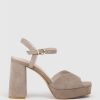 Edward Meller Rhiana95 V Throat Platform Sandal In Nude Suede Clearance